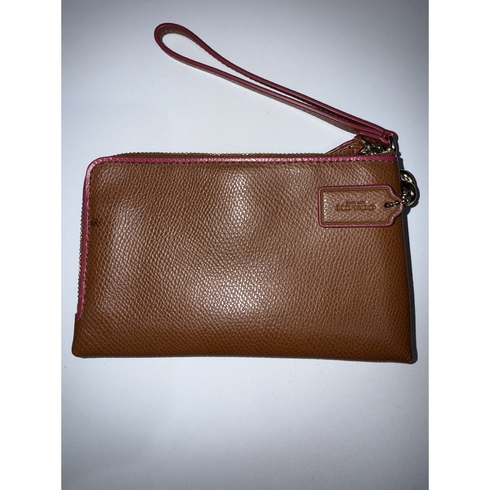 Coach Brown Pebbled Leather‎ Double Zipper Closure Wristlet - Wallet T - Picture 4 of 13